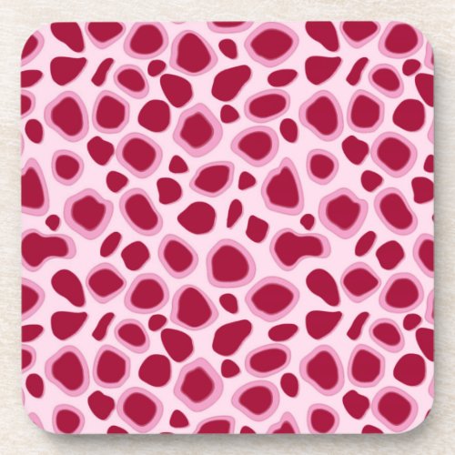 Leopard Print _ Burgundy and Pink Beverage Coaster