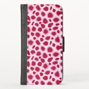 Leopard Print - Burgundy and Pink iPhone X Wallet Case