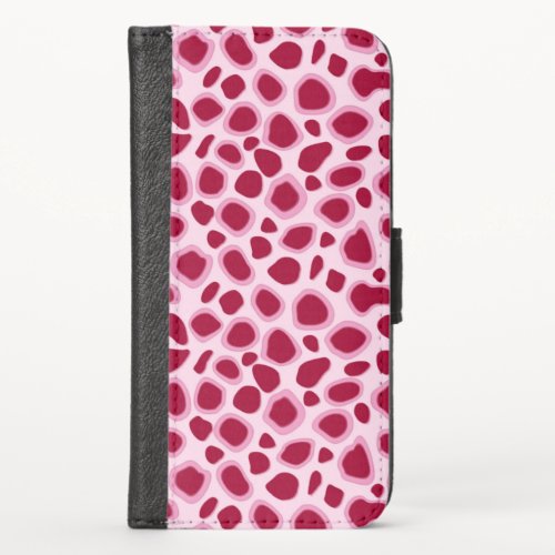 Leopard Print _ Burgundy and Pink iPhone X Wallet Case