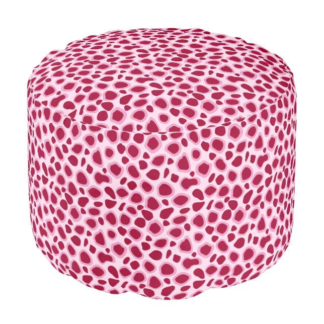 Leopard Print - Burgundy and Pink Pouf (Angled Front)