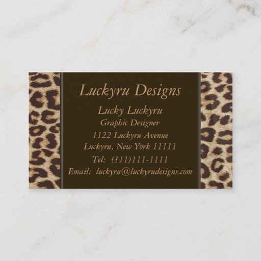 Customizable Leopard Print Business Card