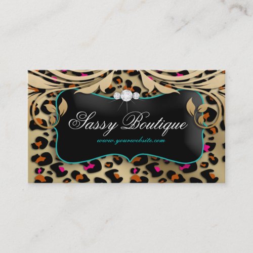 Leopard Print Business Card Beige Swirls Jewelry B