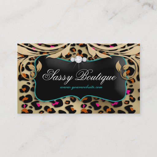 Customizable Leopard Print Business Card Beige Swirls Jewelry B