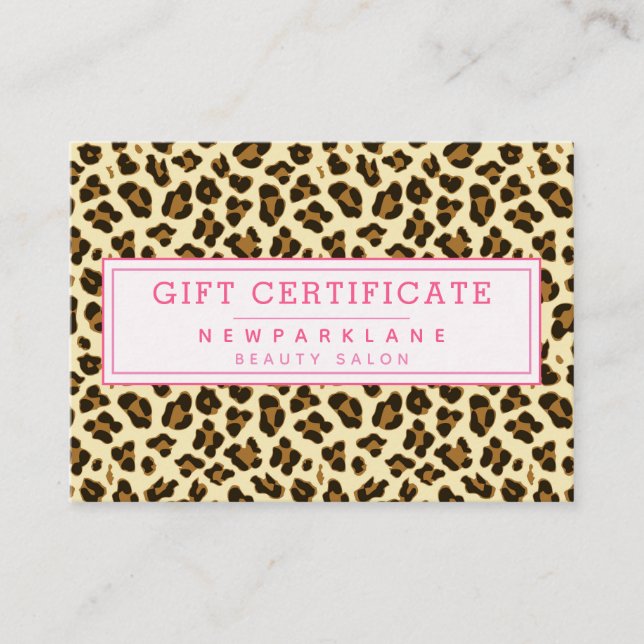 Leopard Print Business Gift Certificate (Front)