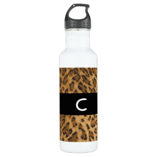 Leopard Print C monogram initials Water Bottle
