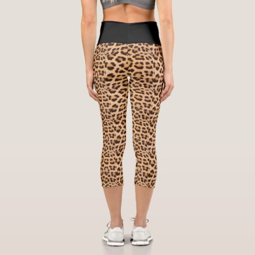 LEOPARD PRINT CAPRI YOGA PANTS LEGGINGS