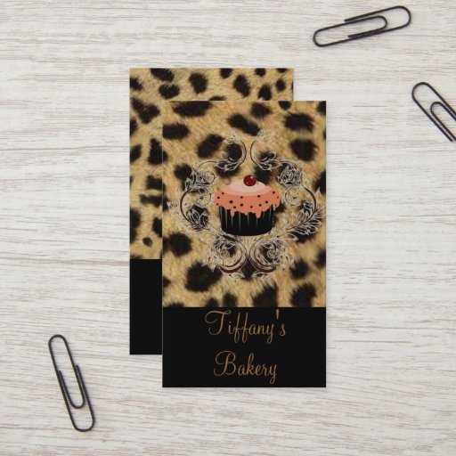 Customizable Animal print Vintage Bakery Boutique Business Card