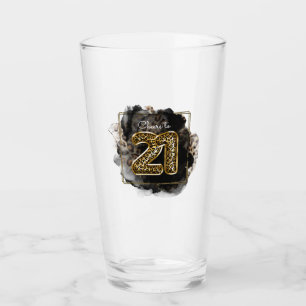 Leopard Print Cheers to 21st Birthday Hip Barware Glass