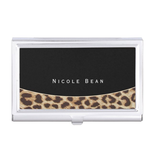 Leopard Print Cheetah Glamour Business Card Holder (Front)