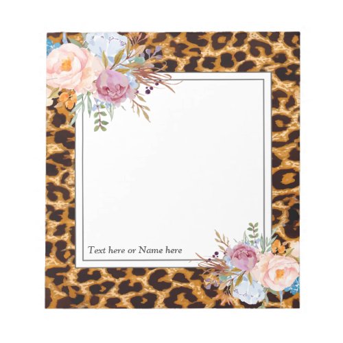 leopard print cheetah trendy floral sweet notepad