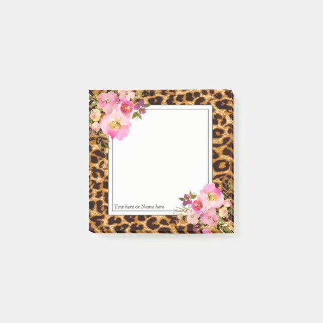 leopard print, cheetah trendy, floral, sweet, post-it notes (Front)