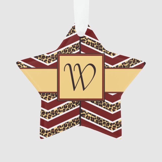 Leopard Print Chevron Acrylic Ornament (Front)