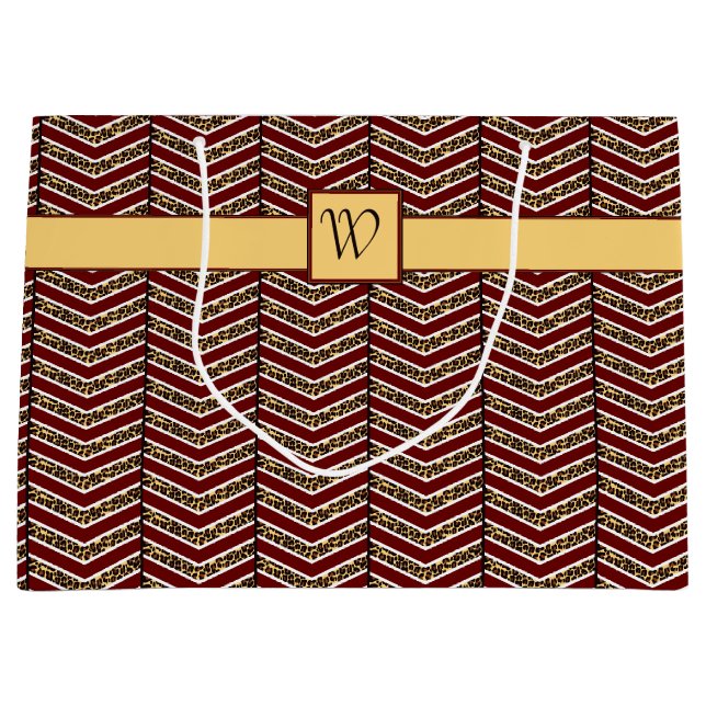 Leopard Print Chevron Gift Bag (Front)