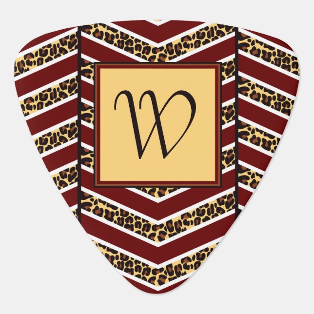 Leopard Print Chevron Guitar Pick (Front)