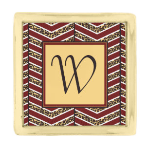Leopard Print Chevron Lapel Pin