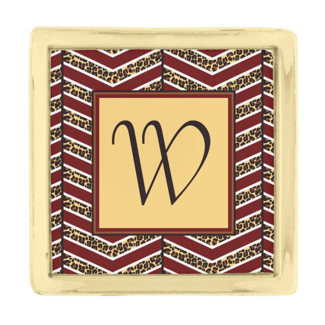 Leopard Print Chevron Lapel Pin (Front)