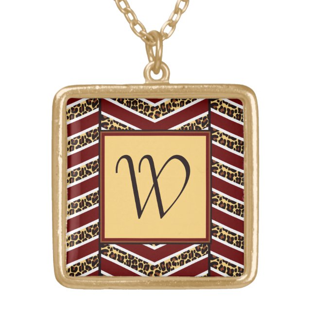 Leopard Print Chevron Necklace (Front)