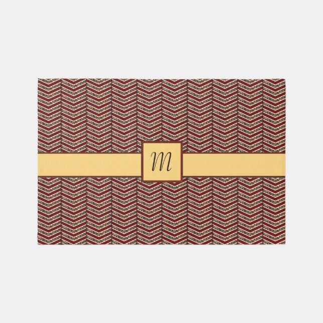 Leopard Print Chevron Rug (Front)