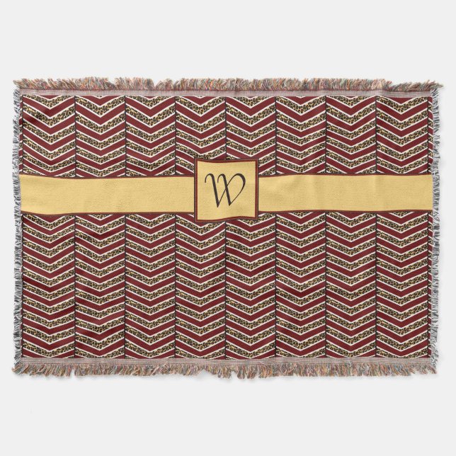 Leopard Print Chevron Throw Blanket (Front)