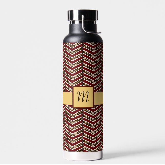 Leopard Print Chevron Water Bottle (Left)