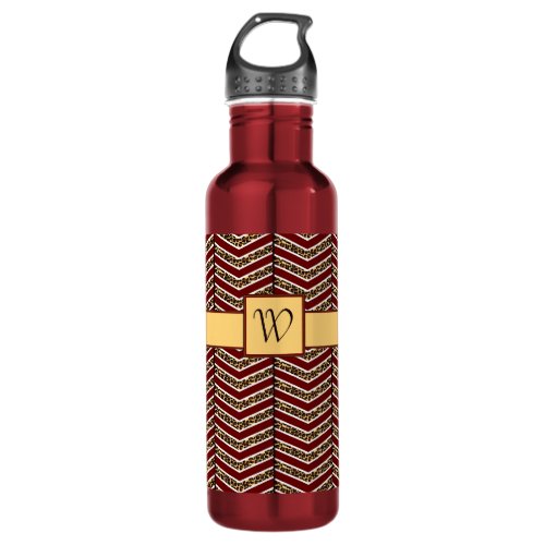 Leopard Print Chevron Water Bottle