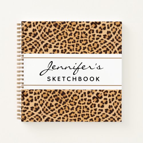 Leopard Print Chic Personalized Artist Sketchbook Notebook