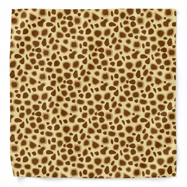 Leopard Print - Chocolate Brown and Camel Tan Bandana (Front)