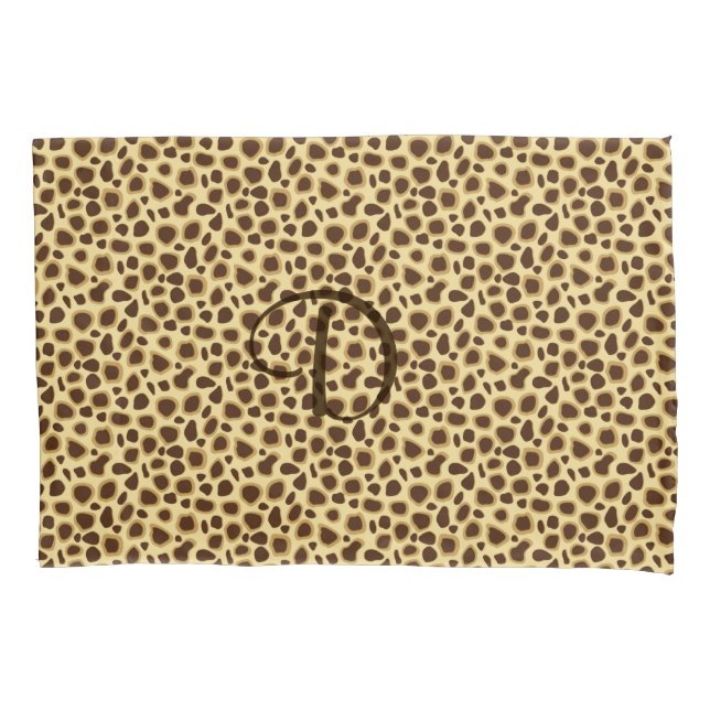 Leopard Print - Chocolate Brown and Camel Tan Pillow Case (Front)