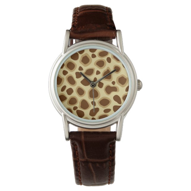 Leopard Print - Chocolate Brown and Camel Tan Watch (Front)