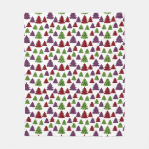 Leopard Print Christmas Colourful Trees pattern Fleece Blanket