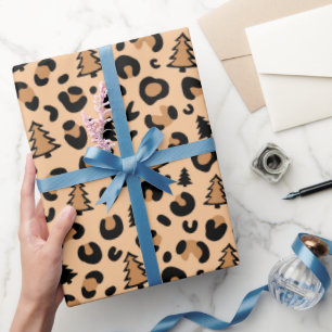 Leopard Print Christmas Pattern Wrapping Paper