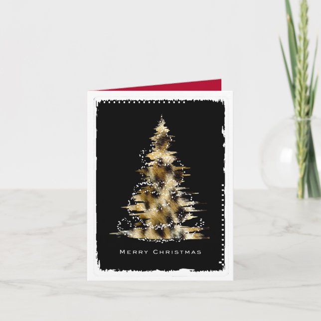 Leopard Print Christmas Tree Card (Front)