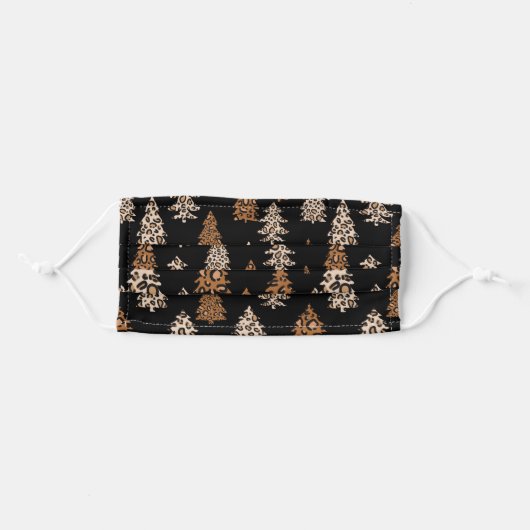 Leopard Print Christmas trees trendy Adult Cloth Face Mask (Front, Folded)