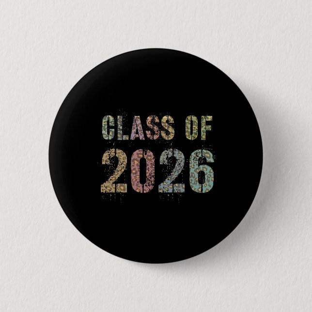 Leopard Print Cl Of 2026 Future Graduation Goodbye Button (Front)