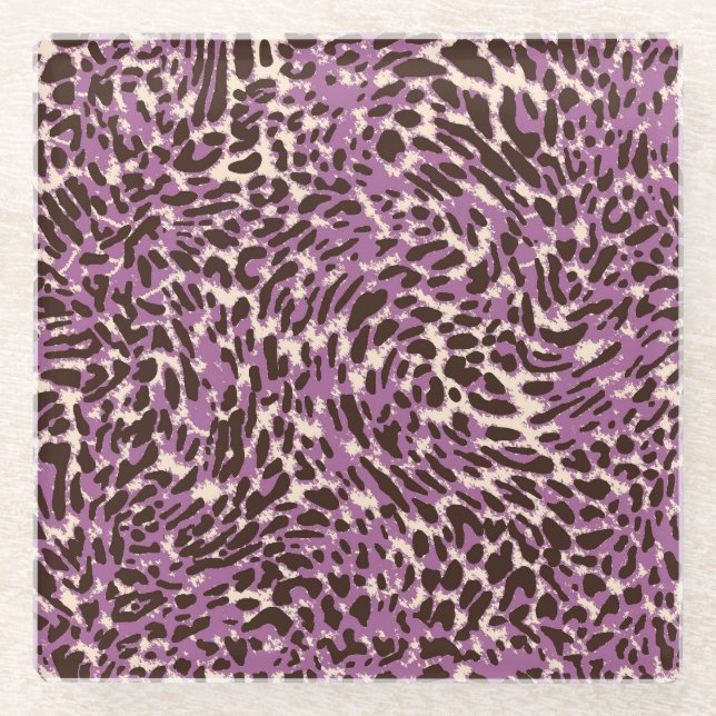 Leopard Print, Classic Animal Pattern. Glass Coaster (Front)