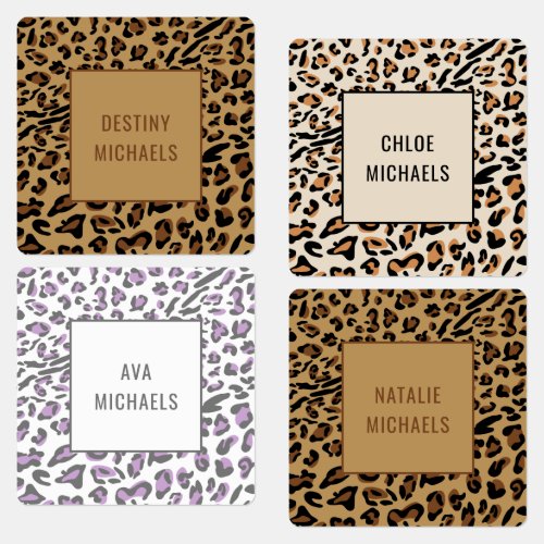 Leopard Print Color Coded Iron On Name Labels
