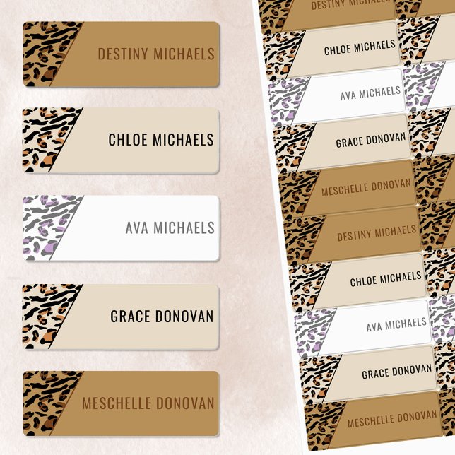 Leopard Print Color Coded Kids Waterproof Name Labels (Creator Uploaded)