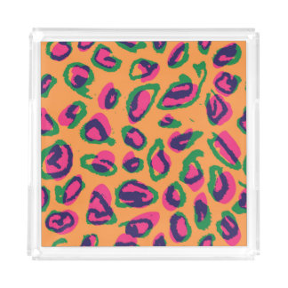 Leopard Print, Colorful Animal Pattern. Acrylic Tray