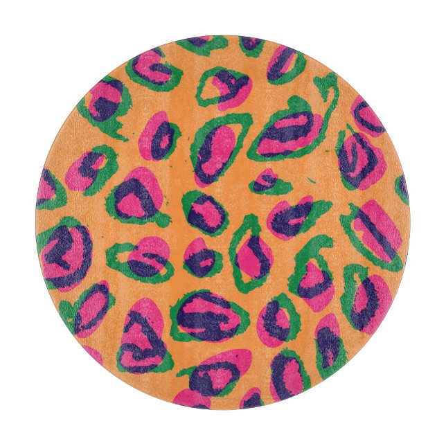 Leopard Print, Colorful Animal Pattern. Cutting Board (Front)