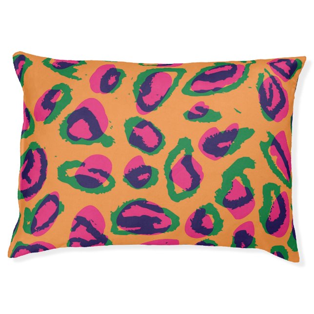 Leopard Print, Colorful Animal Pattern. Pet Bed (Front)
