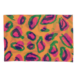 Leopard Print, Colorful Animal Pattern. Pillow Case