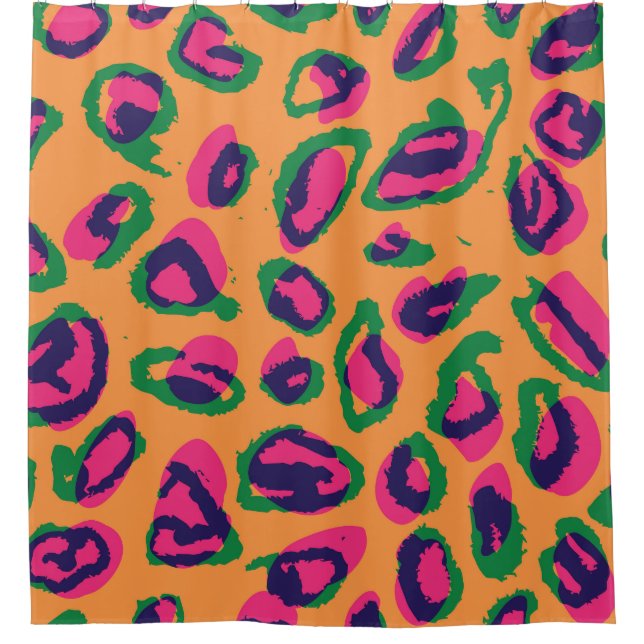 Leopard Print, Colorful Animal Pattern. Shower Curtain (Front)