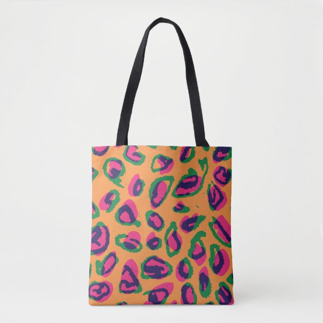 Leopard Print, Colorful Animal Pattern. Tote Bag (Front)