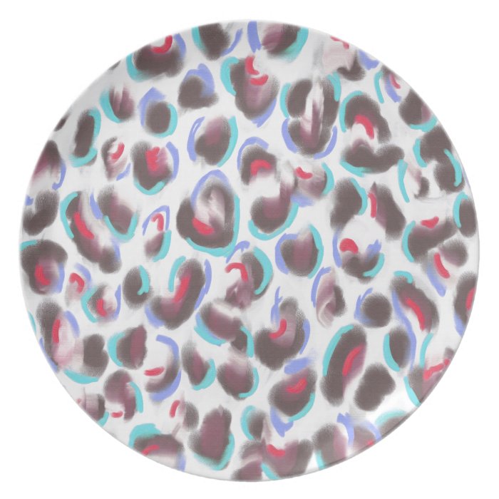 Leopard Print colorful aqua Party Plates