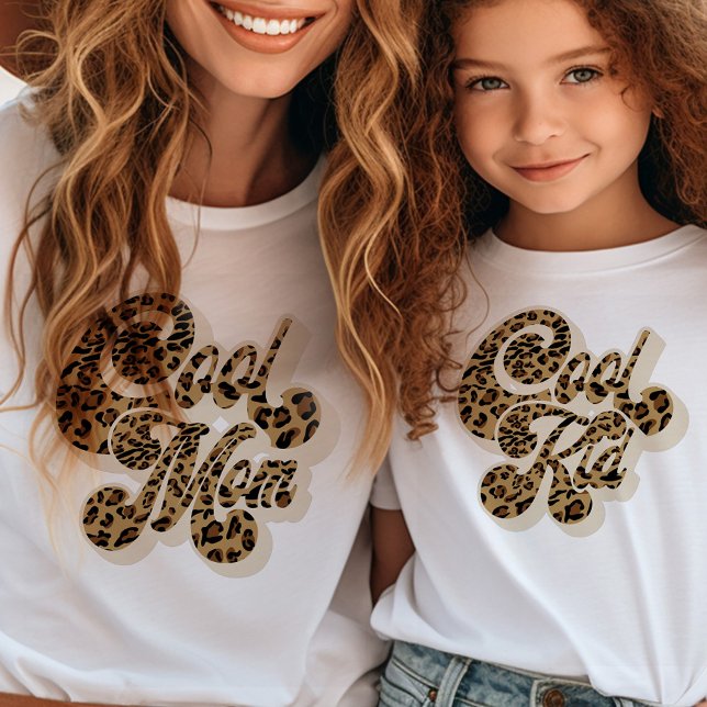 Leopard Print Cool Mom Matching Mommy and Me T-Shirt (Mommy and me tees with Cool Mom and Cool Kid - available separately)