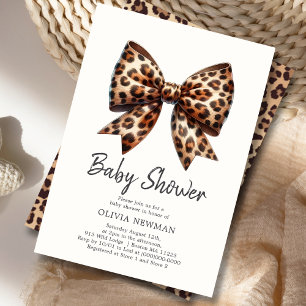 Leopard Print Coquette Bow Baby Shower Invitation