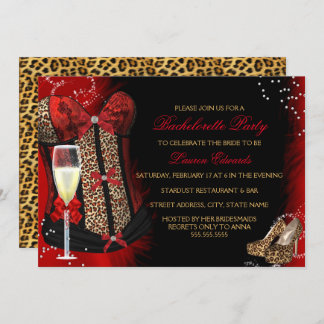 Leopard Print Corset Bachelorette Party Invitation