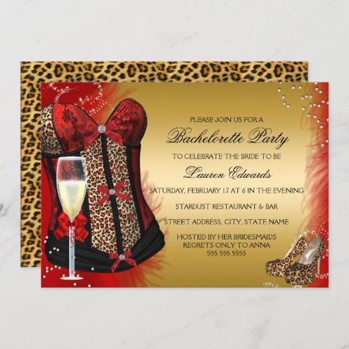 Leopard Print Corset Bachelorette Party Invite