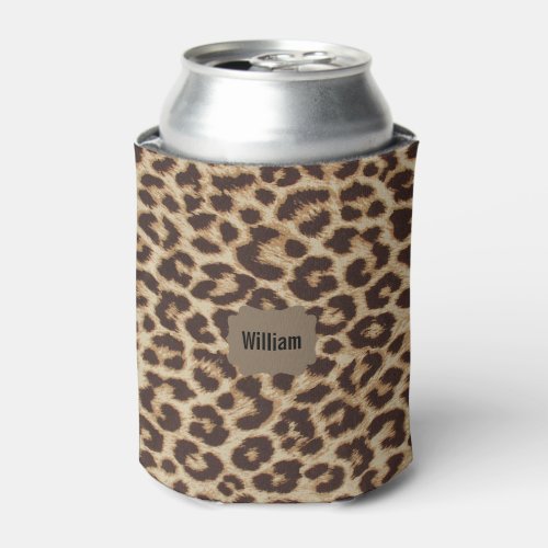 Leopard Print Custom Family Name Can Cooler