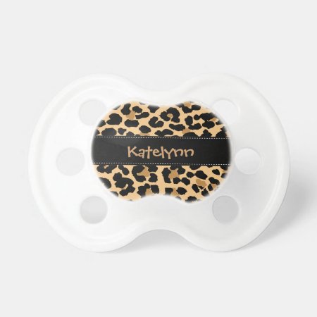 Leopard Print Custom Monogram Baby Pacifier